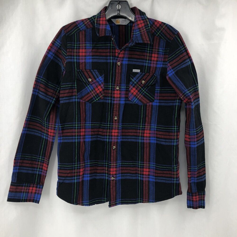 Carhartt Womens Pullford Shirt Red Black Blue Green Plaid Long Sleeve Small